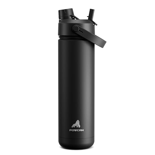 POWCAN 26 oz Insulated Water Bottle with 2-in-1 Straw and Spout Lid,