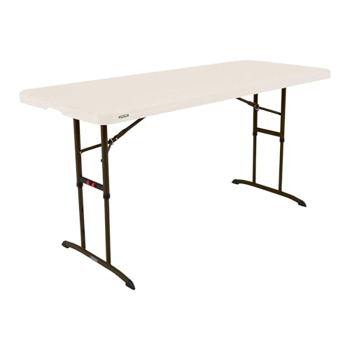 Modern Lifetime 6-Foot Adjustable Nesting Table Set - Almond, Commercial