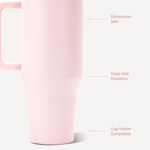 HydroJug Traveler 40oz Insulated Tumbler with Handle and Straw Pink Sand