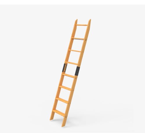 8-Foot Library Ladder Kit, Unassembled Solid Red Oak Wood Ladder