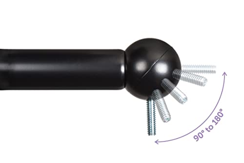 Adjustable Bay Window Curtain Rod Corner Connector, Black, 2-Pack