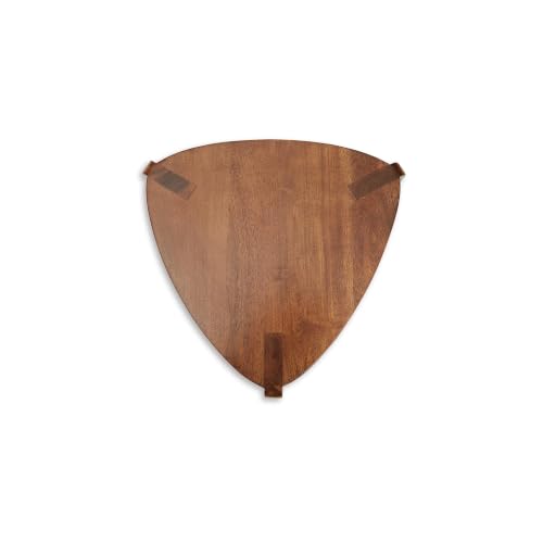 Triangular Nesting Side Tables, Solid Wood Set of 2, Medium Brown
