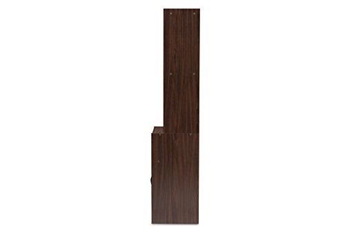 Modern Kitchen Hutch Cabinet with Microwave Compartment, Walnut Brown