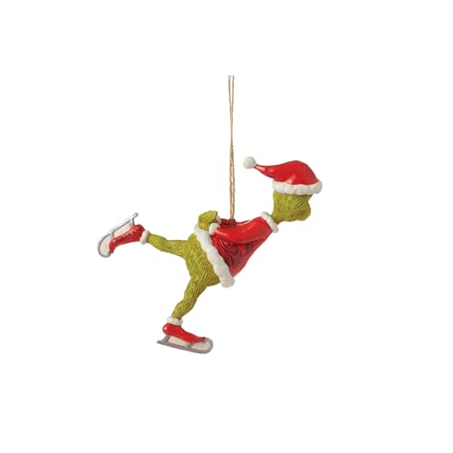 Enesco Jim Shore Grinch Ice Skating Ornament - Hand Painted Christmas Figurine