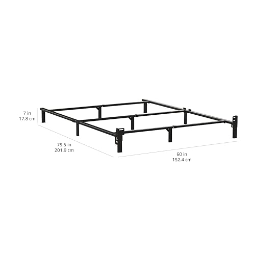 Amazon Basics Queen Metal Bed Frame - 9-Leg Support, Tool-Free Assembly, Black