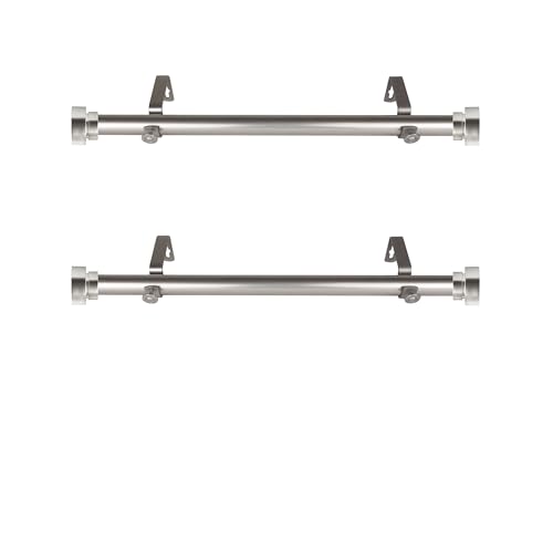Adjustable Side Curtain Rod Set, 12-20 Inch, Satin Nickel, 2 Pack