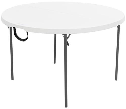 4-Foot Round Folding Table, Portable Heavy-Duty Indoor Outdoor Table