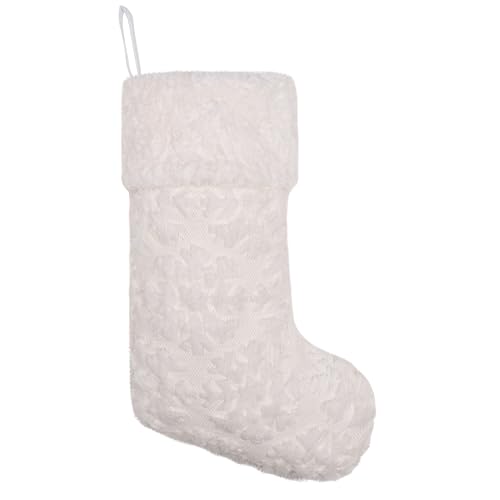 Large White Christmas Stockings Set of 5 Holiday Decor with Gold Pattern