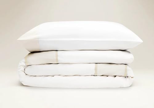 Luxury Cotton Duvet Cover – Queen, 350 Thread Count, Limestone