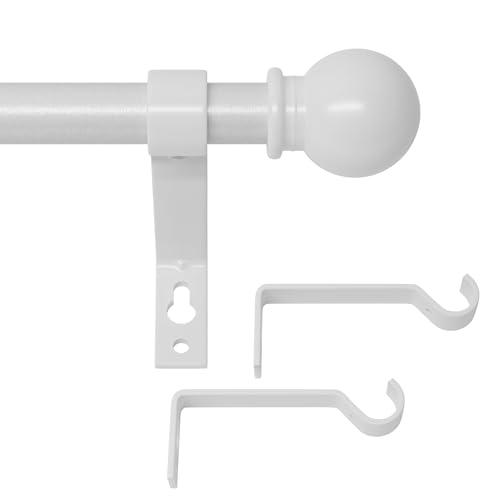 Adjustable White Curtain Rod 28 to 48 Inch - Heavy Duty 5/8" Drapery Rod