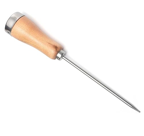 8.5 Inch Stainless Steel Ice Pick with Wooden Handle - Bar & Kitchen Ice Crusher (1 pcs)
