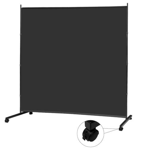 Large Single Panel Rolling Room Divider, 71" x 75" Portable Privacy Screen