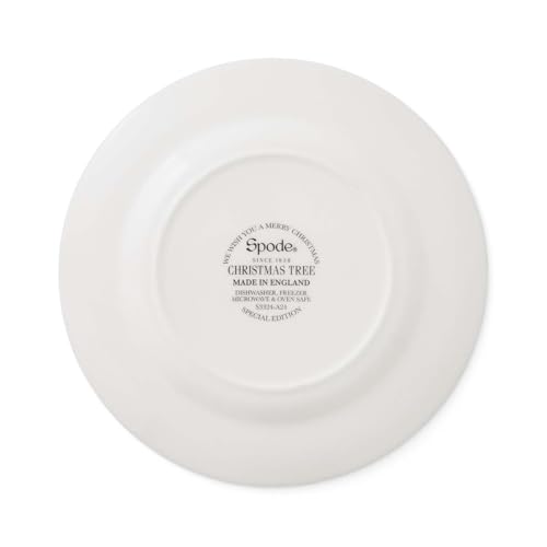 Spode Christmas Tree Salad Plates Set of 4 - 8 Inch Green & White Holiday Dinnerware