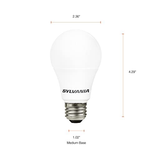SYLVANIA LED A19 Light Bulb, 100W Equivalent, Efficient 14W, Frosted, 1500 Lumens, 2700K, Soft White - 12 Pack (40204)