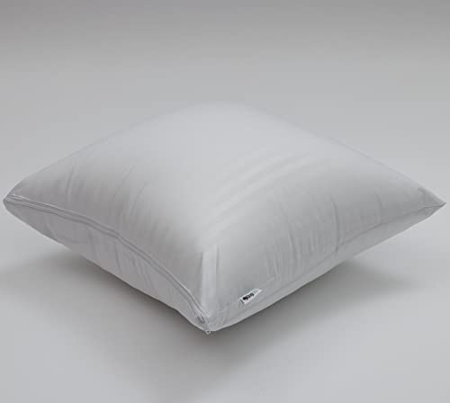 24x24 Waterproof Euro Pillow Protectors - Zippered Feather Proof Covers (2 Pack)