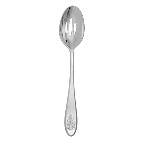 Spode Christmas Tree 10" Slotted Serving Spoon, Holiday Flatware for Festive Gatherings, Christmas Serving Utensils - 18/10 Stainless Steel Decorative Flatware for Christmas Table Settings