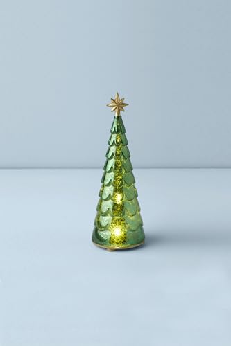 Lit Mercury Glass Christmas Tree Figurine - 9.5 Inch Tabletop Decor