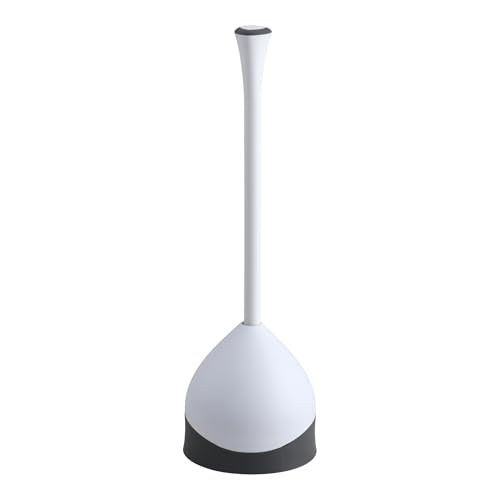 Clorox Heavy-Duty Toilet Plunger with Hideaway Holder Caddy, White