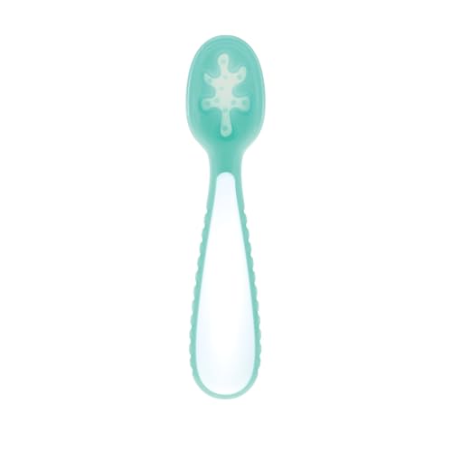 Silicone Baby Training Spoons 3-Pack for Self-Feeding Stages Pink Aqua