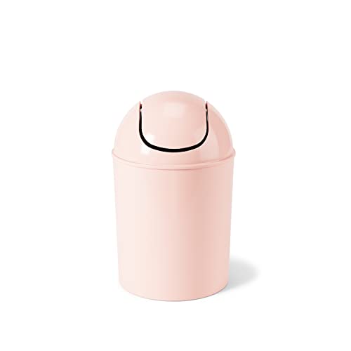 Pink Mini Waste Can with Swing-Top Lid, 1.25 Gallon Small Garbage Bin