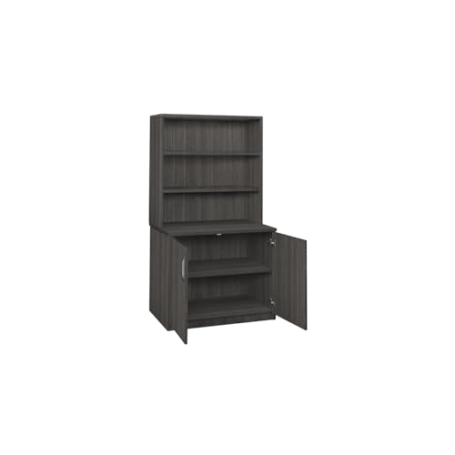 29-Inch Locking Storage Cabinet with Open Hutch, Ash Grey