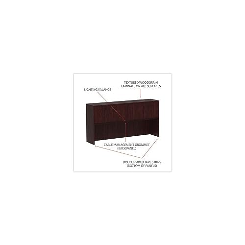 Alera Valencia Series Mahogany Hutch with Doors, 4 Compartments, Desktop Storage