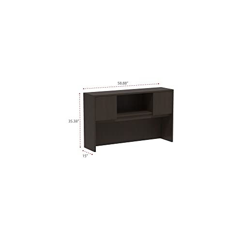 Valencia Series Desk Hutch with Doors, 59-Inch Espresso Woodgrain Laminate