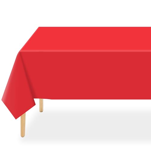 Red Disposable Plastic Tablecloth 2-Pack - 54 x 108 Inch Rectangle Cover