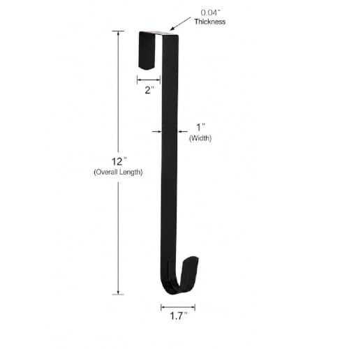 Slim Over The Door Wreath Hanger - 12" Black, Reusable & Damage-Free