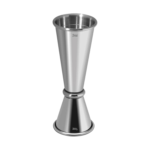 Eispap Silver Double Sided Stainless Steel Cocktail Jigger 1 oz & 2 oz