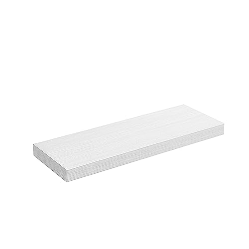 VASAGLE Floating Shelf, Single Wall Shelf for Storage and Display, 7.9 x 23.6 x 1.5 Inches, Shelf for Wall Decor, Living Room, Study, Kitchen, Maple White ULWS026W44
