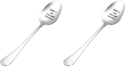 LifHap XL Pack of 2 Dad's Ice Cream Shovel Spoon Gift for Dad—Clear Engraved Inscription