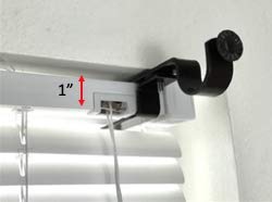 No-Drill Curtain Rod Bracket for 1-Inch Mini Blind Head Rails (Satin Nickel)