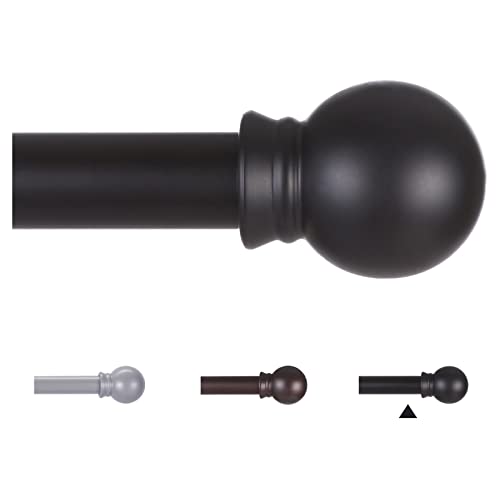 Matte Black Adjustable Curtain Rod 48 to 84 Inch - 5/8" Stainless Steel