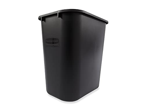 Rubbermaid Commercial Plastic Wastebasket 7-Gallon Black Trash Can