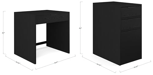 Martha Stewart Kayden Modular Desk with Dual File Cabinets - Light Natural / 7 Drawer