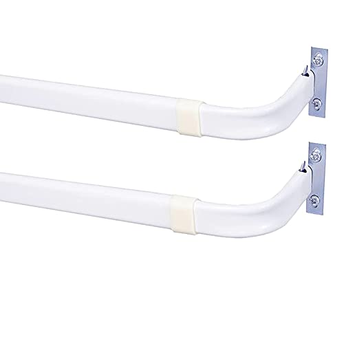 Heavy Duty Lock Seam Curtain Rod, 28-48 Inch Adjustable, White (2 Pack)