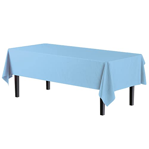 Disposable Plastic Tablecloths 6-Pack - 54 x 108 Inch Light Blue Rectangle Cover