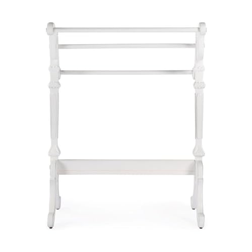 Solid Wood Blanket Stand - 3-Tier Cottage White Towel Rack