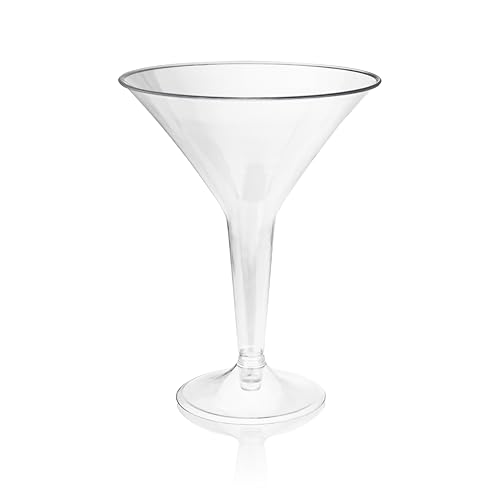 TRUE Party Disposable Plastic Martini Glasses - Stemmed 8oz for Outdoors & Parties, Set of 12