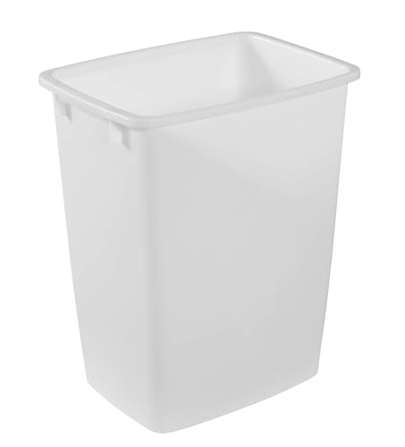 9 Gallon Rectangular Plastic Trash Can, White Under Counter Waste Basket