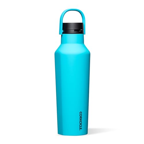 Corkcicle Sport Canteen - Keeps Drinks Cold 25 Hours - Stainless Steel Water Bottle - Triple-Insulated - Spill-Proof - Summer Drinkware Gift - Keeps Drinks Ice Cold - 20 oz - Capri Blue
