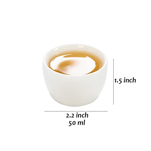 Sizikato 6pcs White Chinese Porcelain Sake Tea Cups 50ml - Exquisite & Durable - Variation C