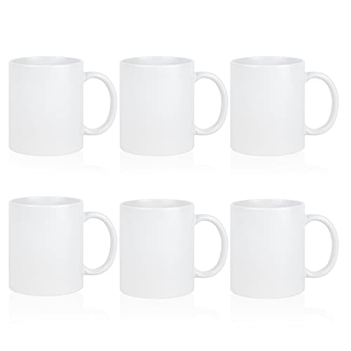 6-Pack 11oz Color Changing Sublimation Ceramic Coffee Mugs - Heat-Activated Design