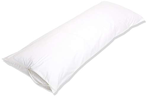 100% Cotton Hypoallergenic Body Pillow Cover with Zipper - 21 x 55 Inches, White