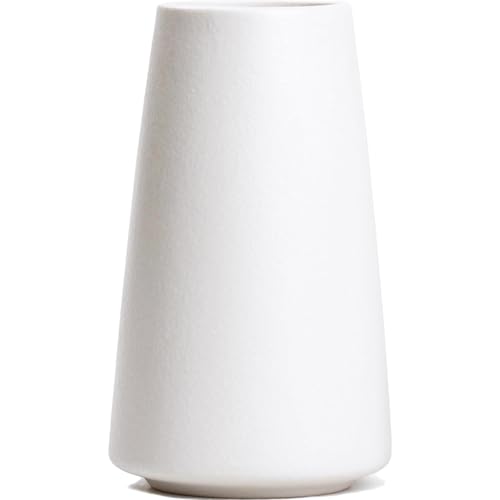 6-Inch Small White Ceramic Flower Vase for Boho Home Decor Centerpieces