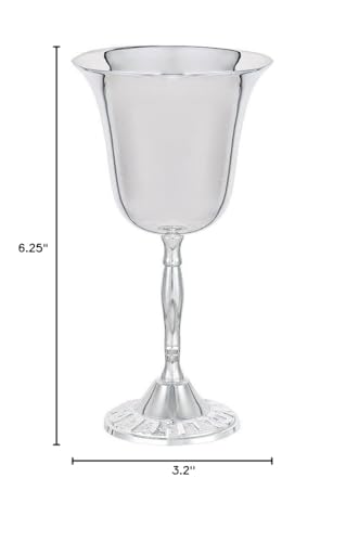Classic Silver Plated Kiddush Cup 6-Inch Stemmed Wine Goblet in Gift Box