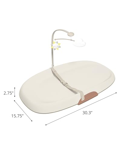 Contoured Wipe-Clean Baby Changing Pad with Toy Bar and Safety Belt