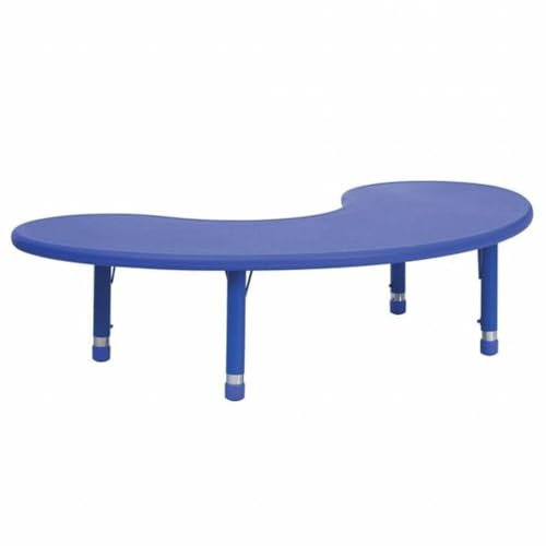 Adjustable Height Kids Activity Table, Half-Moon Blue Plastic Table