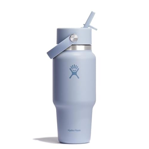 Hydro Flask Travel Water Bottle - Insulated Stainless Steel - Wide Straw Lid, Non Spill, Leakproof in 24 Oz Surf Blue